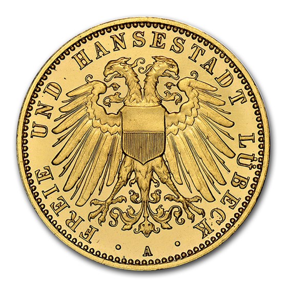 1909 German States Lubeck Gold 10 Mark PF-67 NGC (UCAM) 1909 German States Lubeck Gold 10 Mark PF-67 NGC (UCAM)